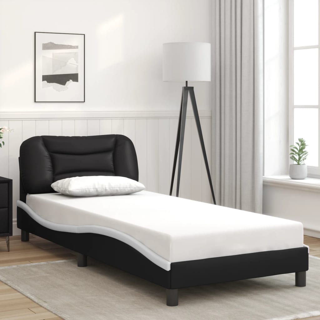 Giroletto Con Testiera Nero E Bianco 80x200 Cm In Similpelle