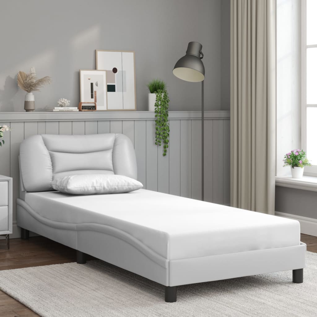 Giroletto Con Testiera Bianco 90x200 Cm In Similpelle