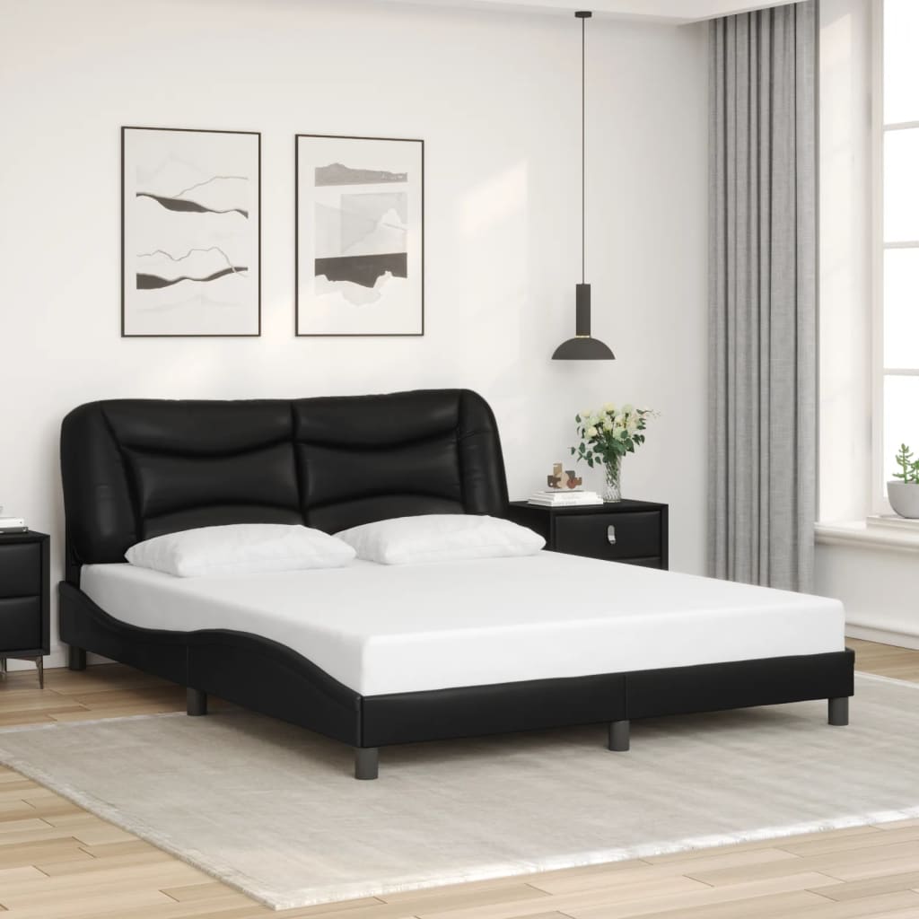 Giroletto Con Testiera Nero 160x200 Cm In Similpelle