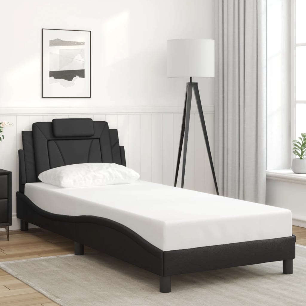 Giroletto Con Testiera Nero 90x190 Cm In Similpelle