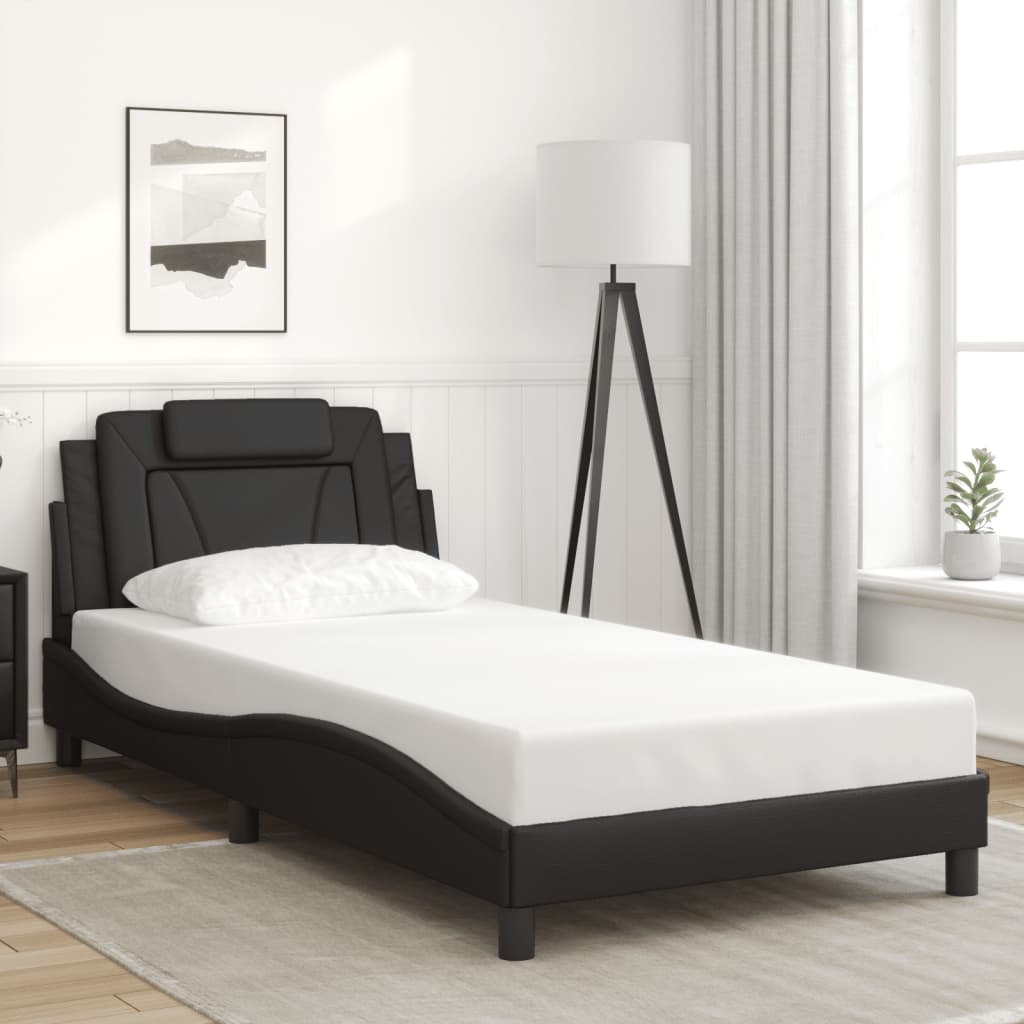 Giroletto Con Testiera Nero 100x200 Cm In Similpelle