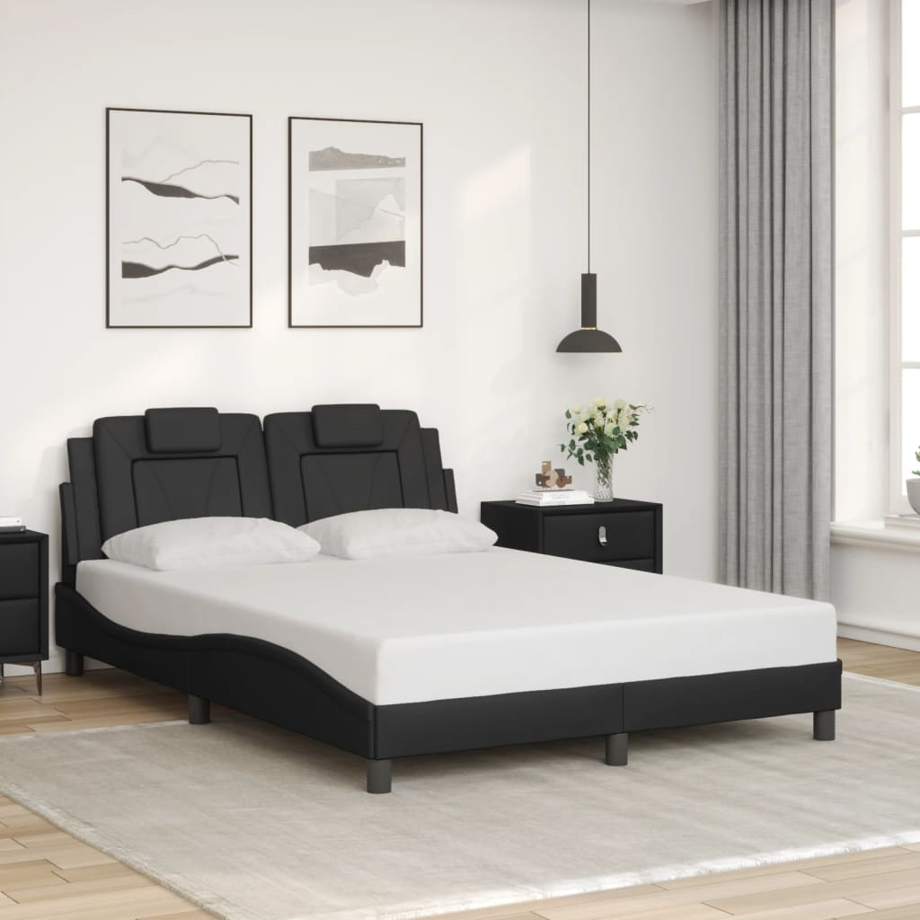 Giroletto Con Testiera Nero 120x200 Cm In Similpelle