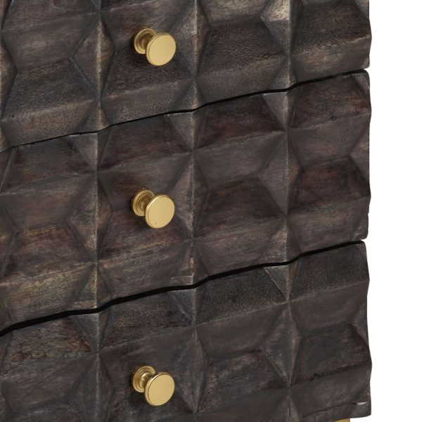 Comodino Nero 40x30x50 Cm In Legno Massello Di Mango - Image 6