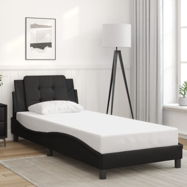 Giroletto Con Testiera Nero 90x190 Cm In Similpelle