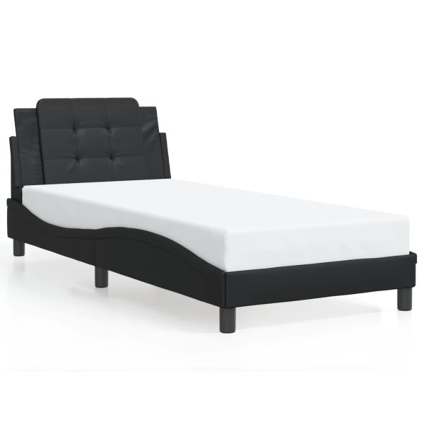 Giroletto Con Testiera Nero 90x190 Cm In Similpelle - Image 2