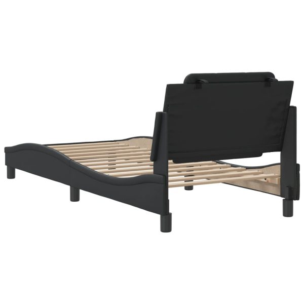 Giroletto Con Testiera Nero 90x190 Cm In Similpelle - Image 6