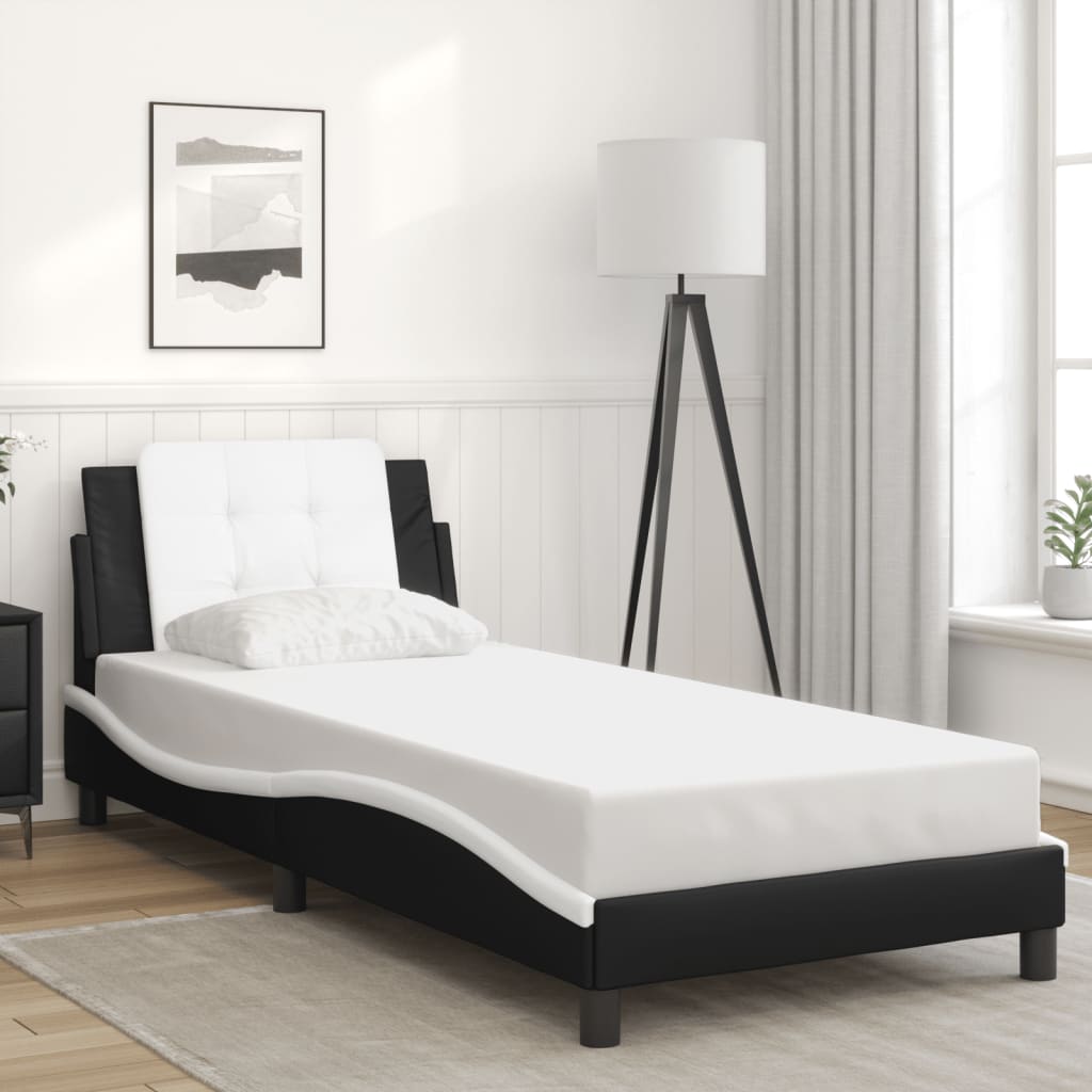 Giroletto Con Testiera Nero E Bianco 90x200 Cm In Similpelle