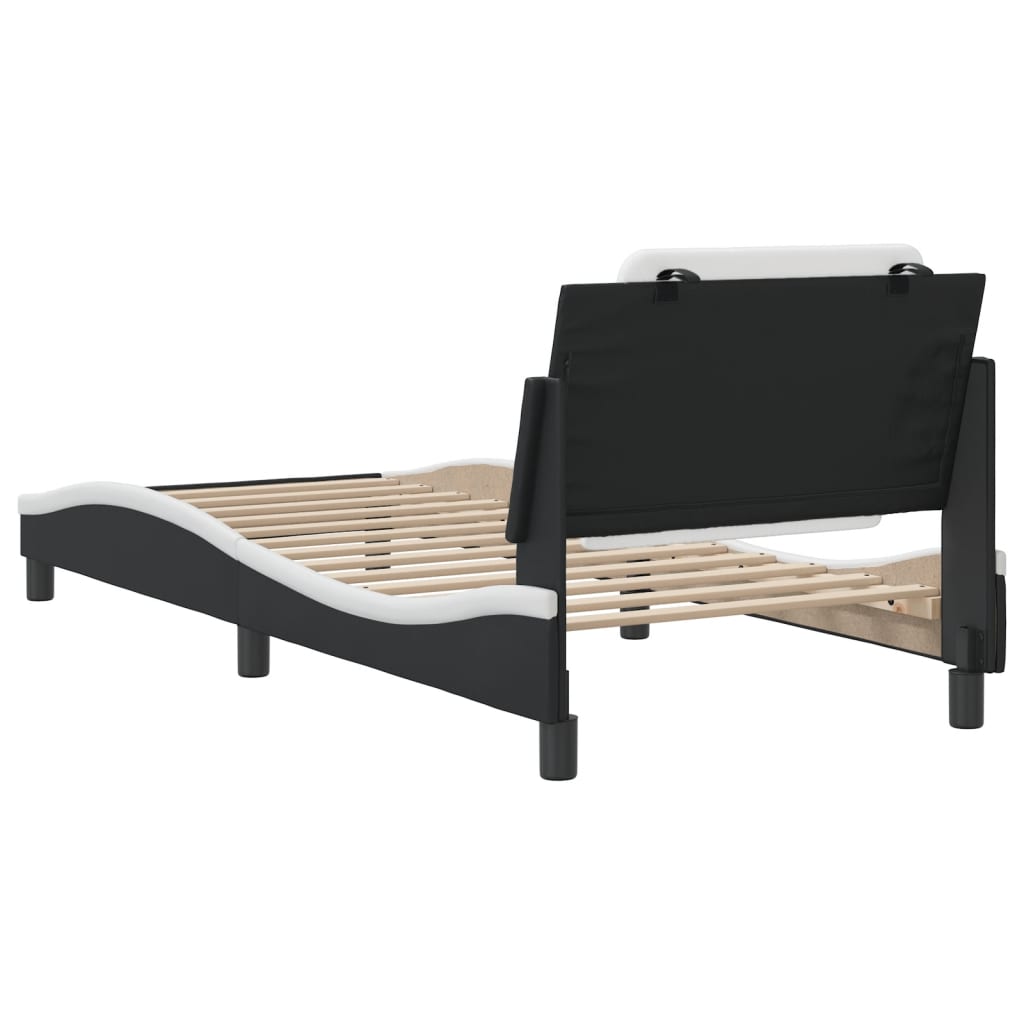 Giroletto Con Testiera Nero E Bianco 90x200 Cm In Similpelle - Image 6