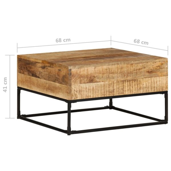 Tavolino Da Salotto 68x68x41 Cm In Legno Di Mango Grezzo - Image 4