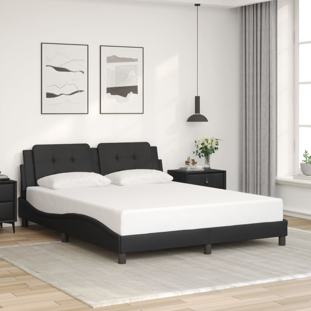 Giroletto Con Testiera Nero 160x200 Cm In Similpelle