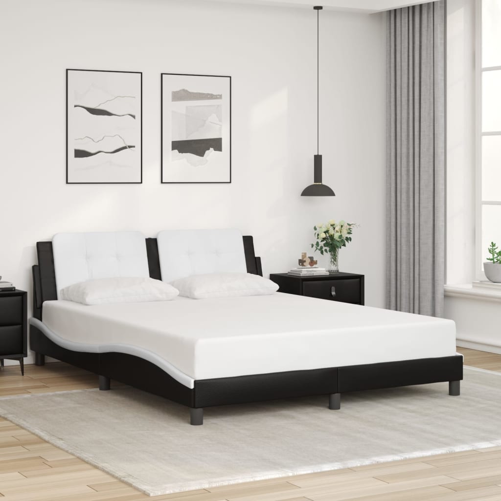 Giroletto Con Testiera Nero E Bianco 160x200 Cm In Similpelle