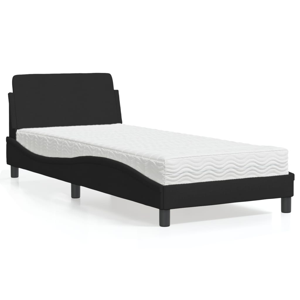 Letto Con Materasso Nero 90x190 Cm In Tessuto