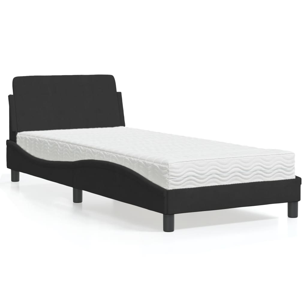 Letto Con Materasso Nero 90x190 Cm In Velluto