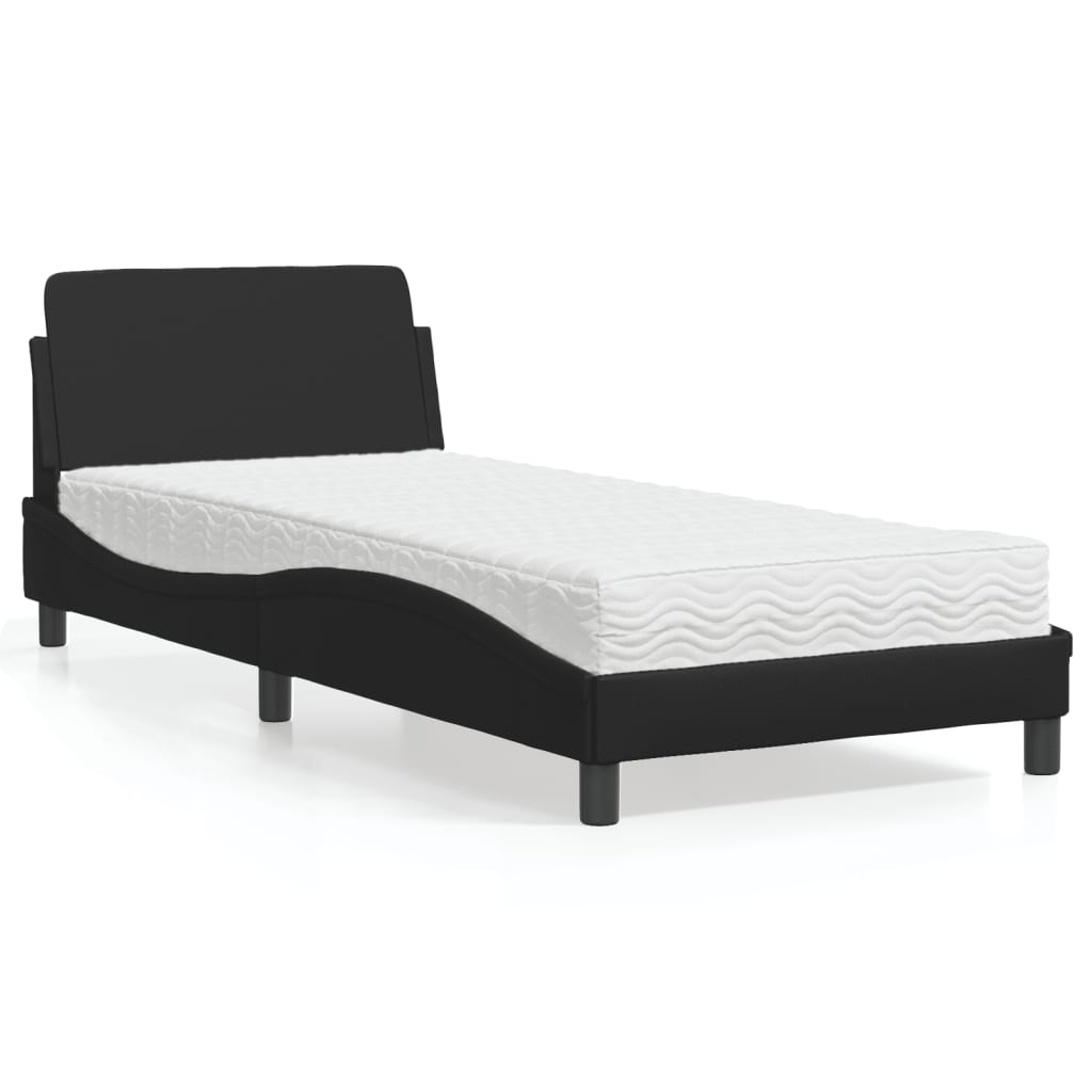 Letto Con Materasso Nero 90x190 Cm In Similpelle