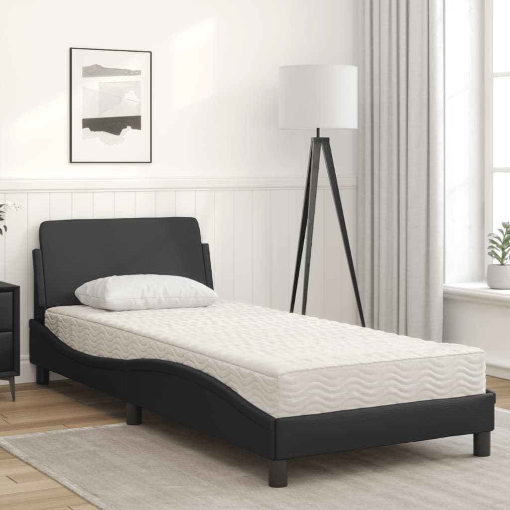 Letto Con Materasso Nero 90x190 Cm In Similpelle - Image 3