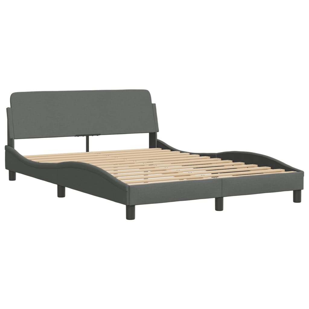 Letto Con Materasso Grigio Scuro 140x190 Cm Tessuto - Image 4