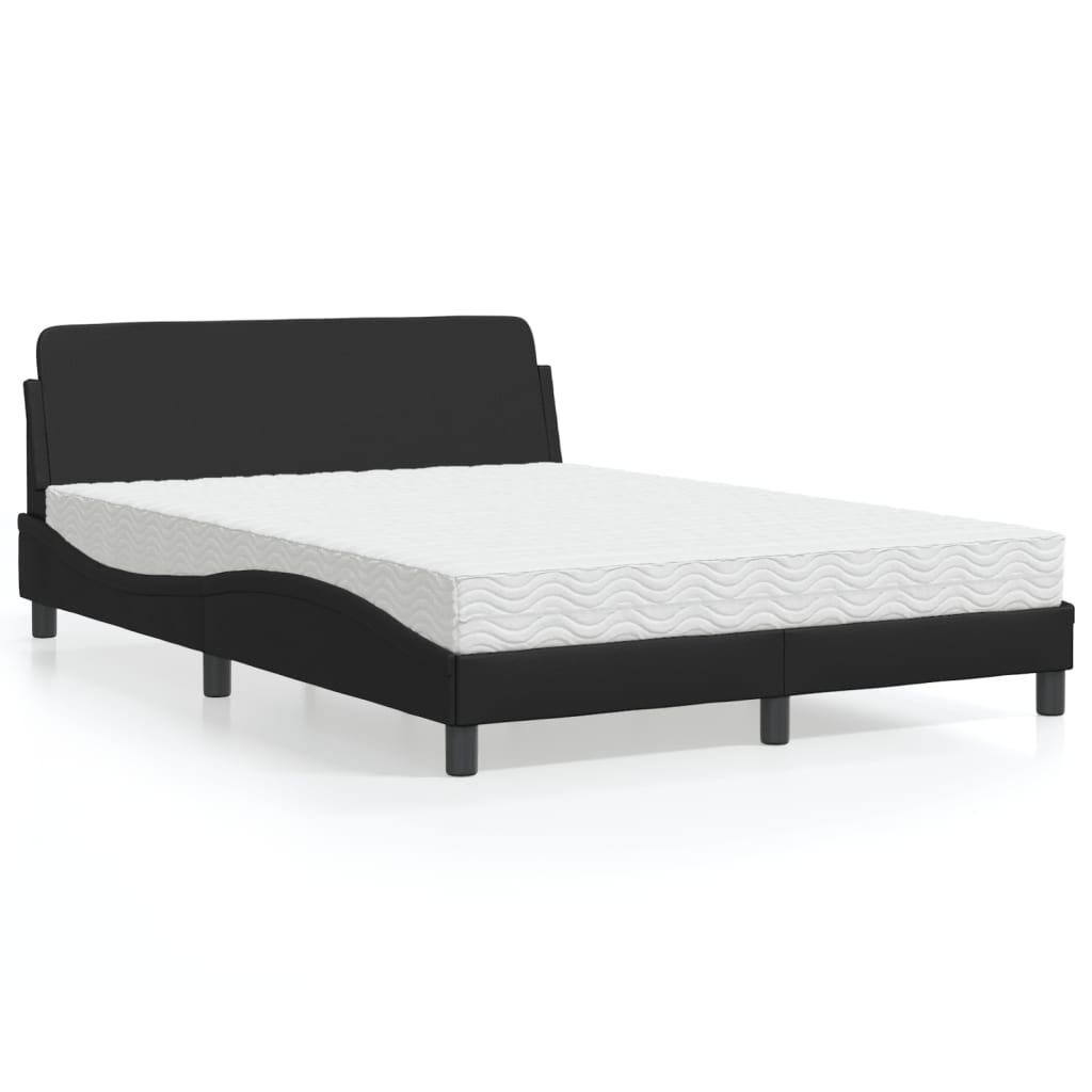 Letto Con Materasso Nero 140x190 Cm In Similpelle