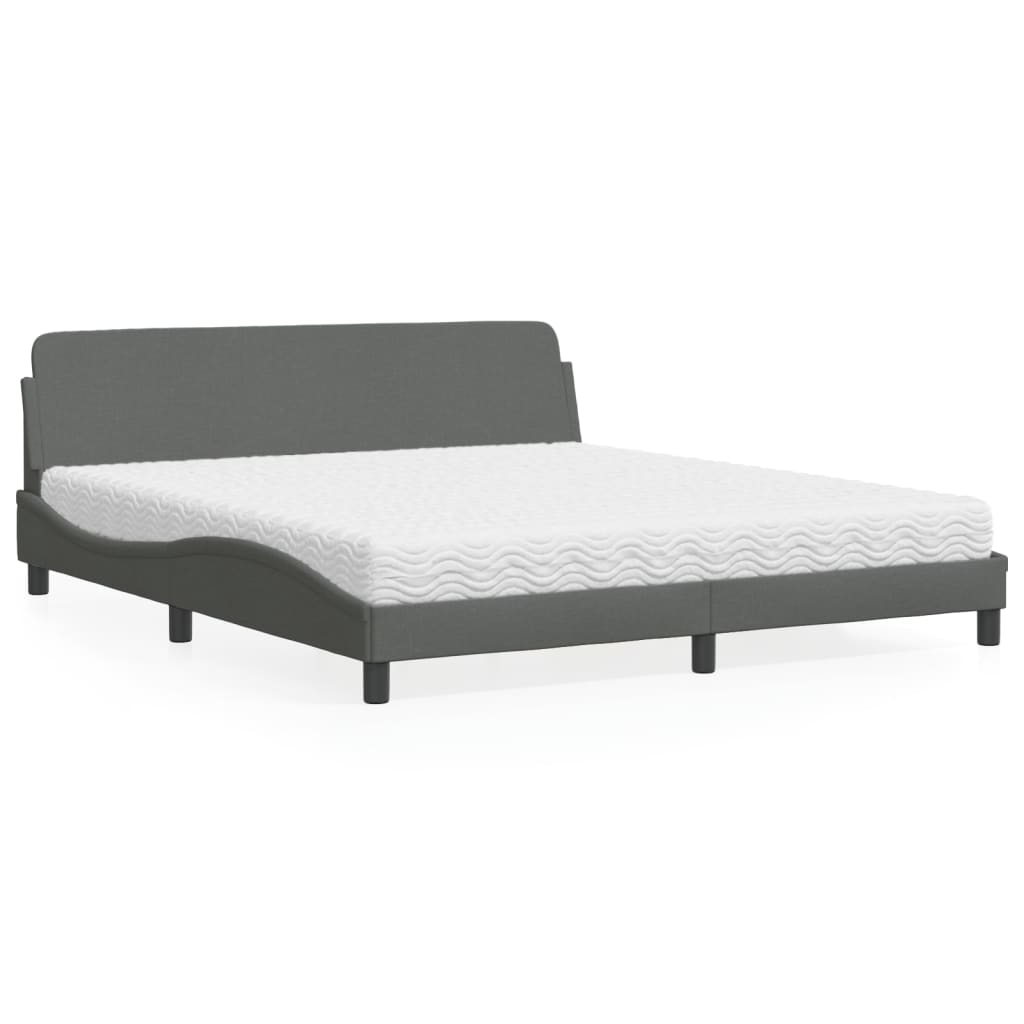 Letto Con Materasso Grigio Scuro 180x200 Cm Tessuto