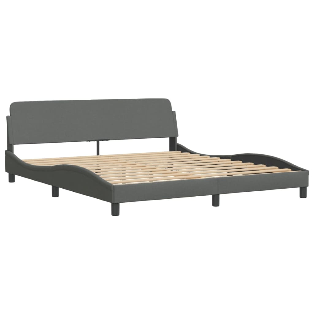 Letto Con Materasso Grigio Scuro 180x200 Cm Tessuto - Image 4