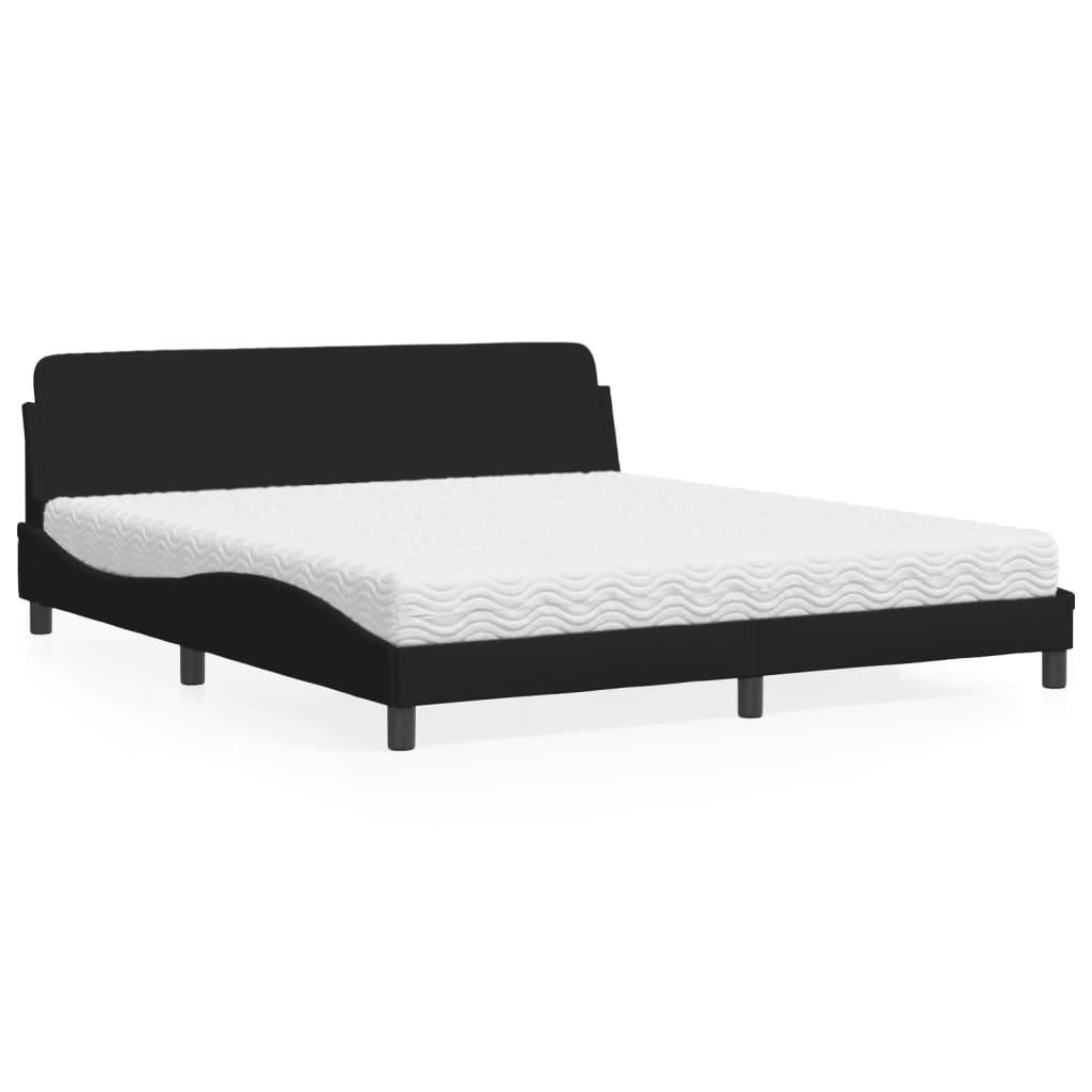 Letto Con Materasso Nero 180x200 Cm In Tessuto
