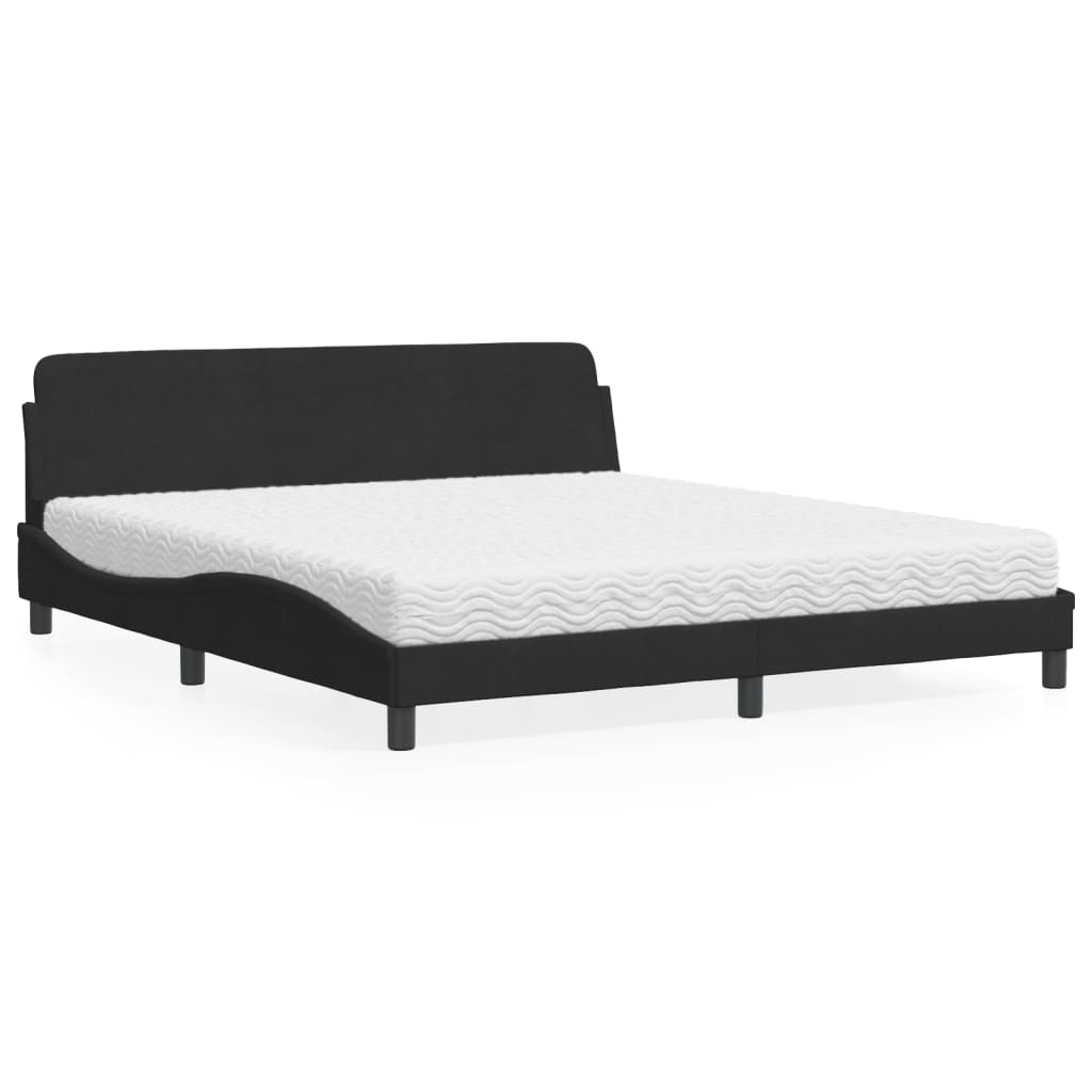 Letto Con Materasso Nero 180x200 Cm In Velluto