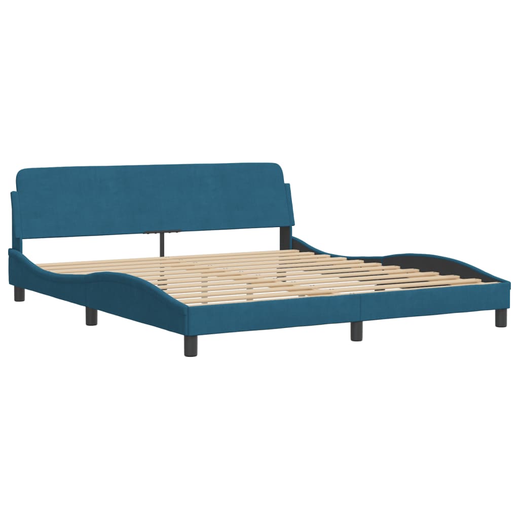 Letto Con Materasso Blu 180x200 Cm In Velluto - Image 4
