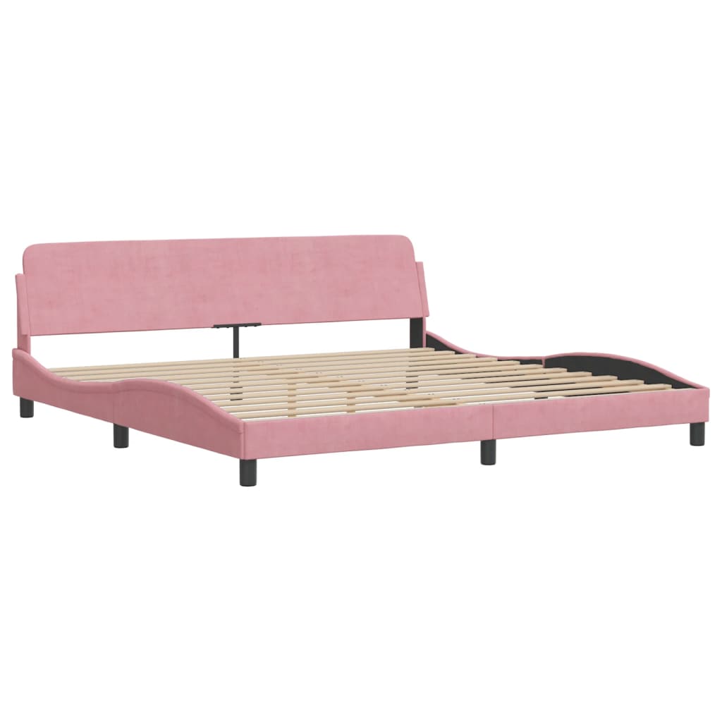 Letto Con Materasso Rosa 200x200 Cm In Velluto - Image 4