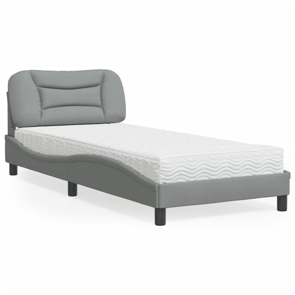 Letto Con Materasso Grigio Chiaro 80x200 Cm In Tessuto