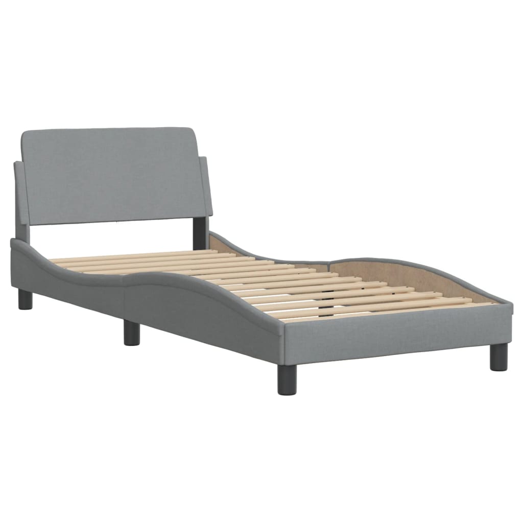 Letto Con Materasso Grigio Chiaro 80x200 Cm In Tessuto - Image 4