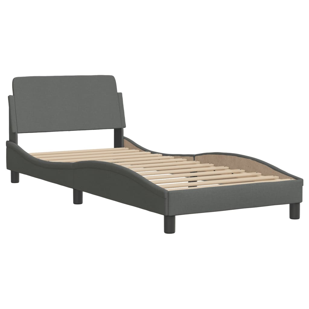 Letto Con Materasso Grigio Scuro 80x200 Cm In Tessuto - Image 4