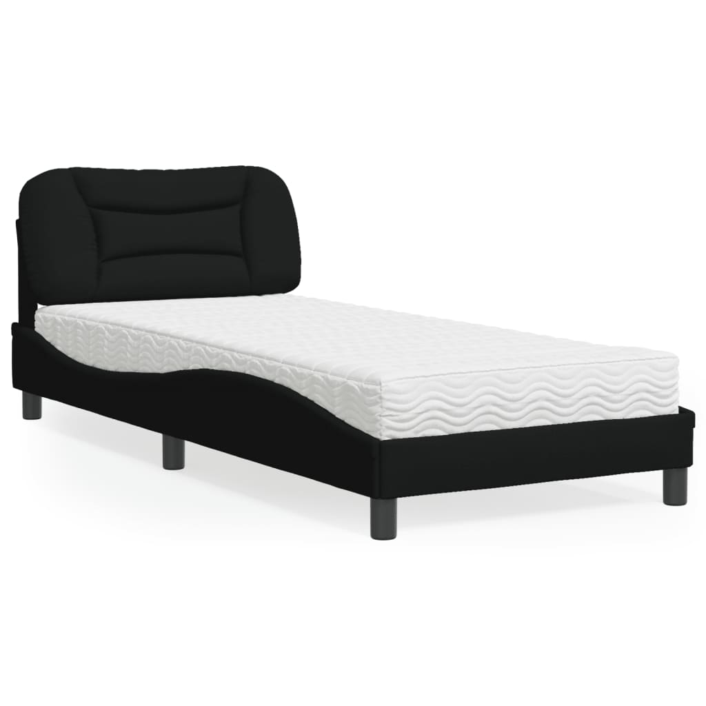 Letto Con Materasso Nero 80x200 Cm In Tessuto