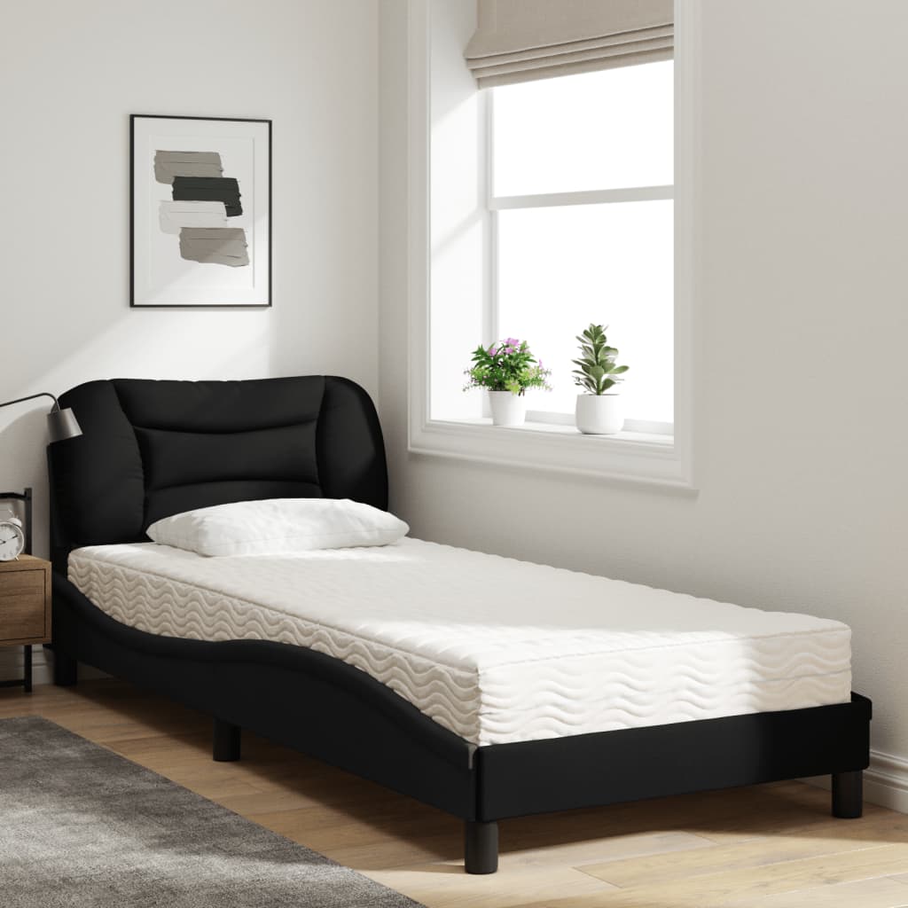 Letto Con Materasso Nero 80x200 Cm In Tessuto - Image 3