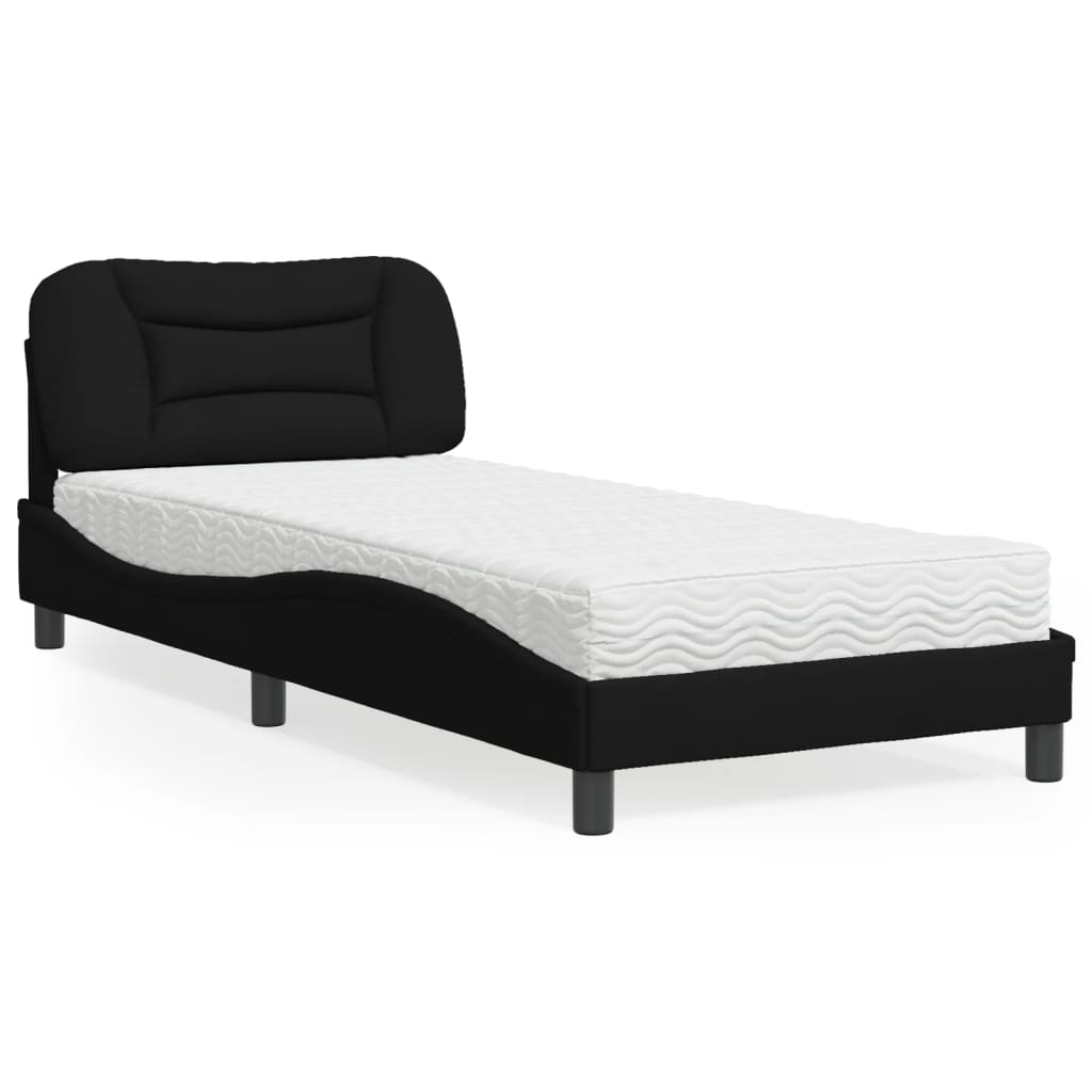 Letto Con Materasso Nero 90x190 Cm In Tessuto