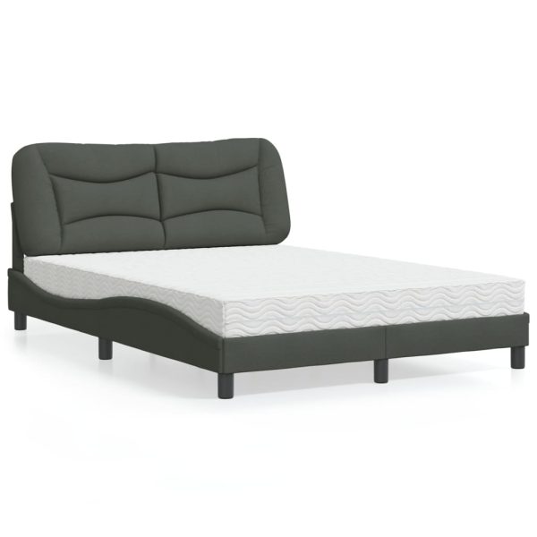 Letto Con Materasso Grigio Scuro 140x190 Cm Tessuto