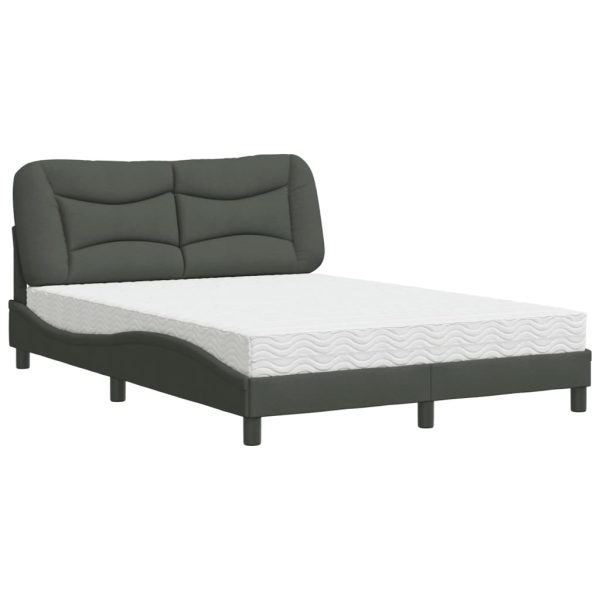 Letto Con Materasso Grigio Scuro 140x190 Cm Tessuto - Image 2