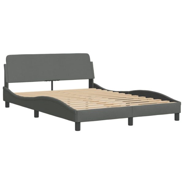 Letto Con Materasso Grigio Scuro 140x190 Cm Tessuto - Image 4