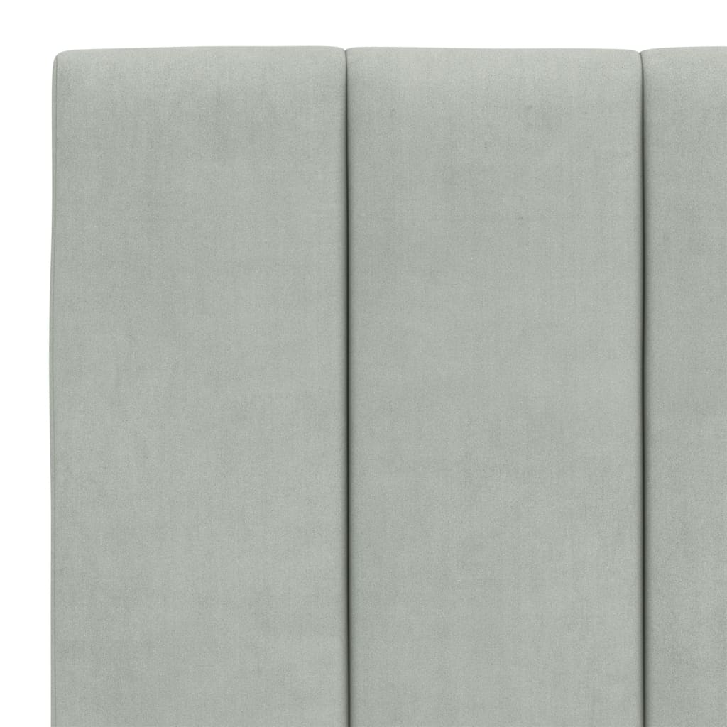 Letto Con Materasso Grigio Chiaro 140x190 Cm In Velluto - Image 6
