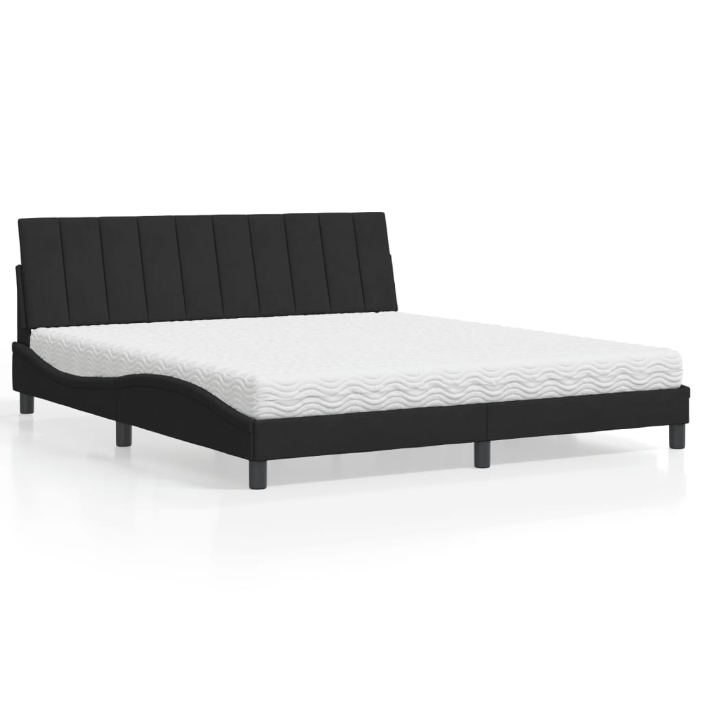 Letto Con Materasso Nero 180x200 Cm In Velluto