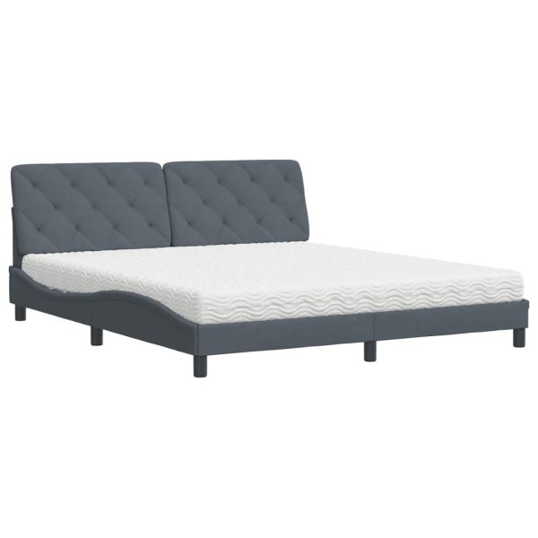Letto Con Materasso Grigio Scuro 180x200 Cm In Velluto - Image 2