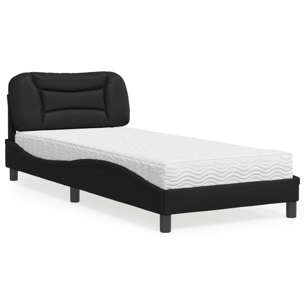 Letto Con Materasso Nero 80x200 Cm In Similpelle