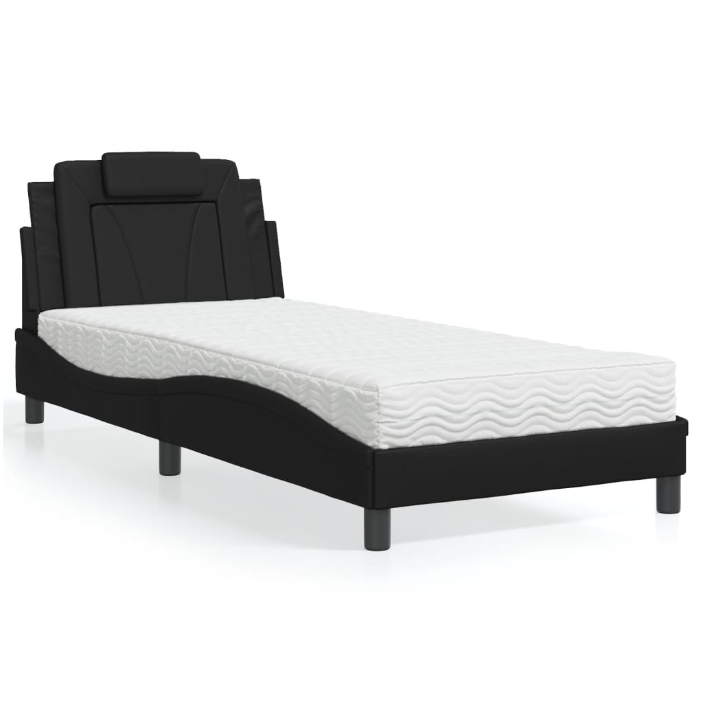 Letto Con Materasso Nero 80x200 Cm In Similpelle