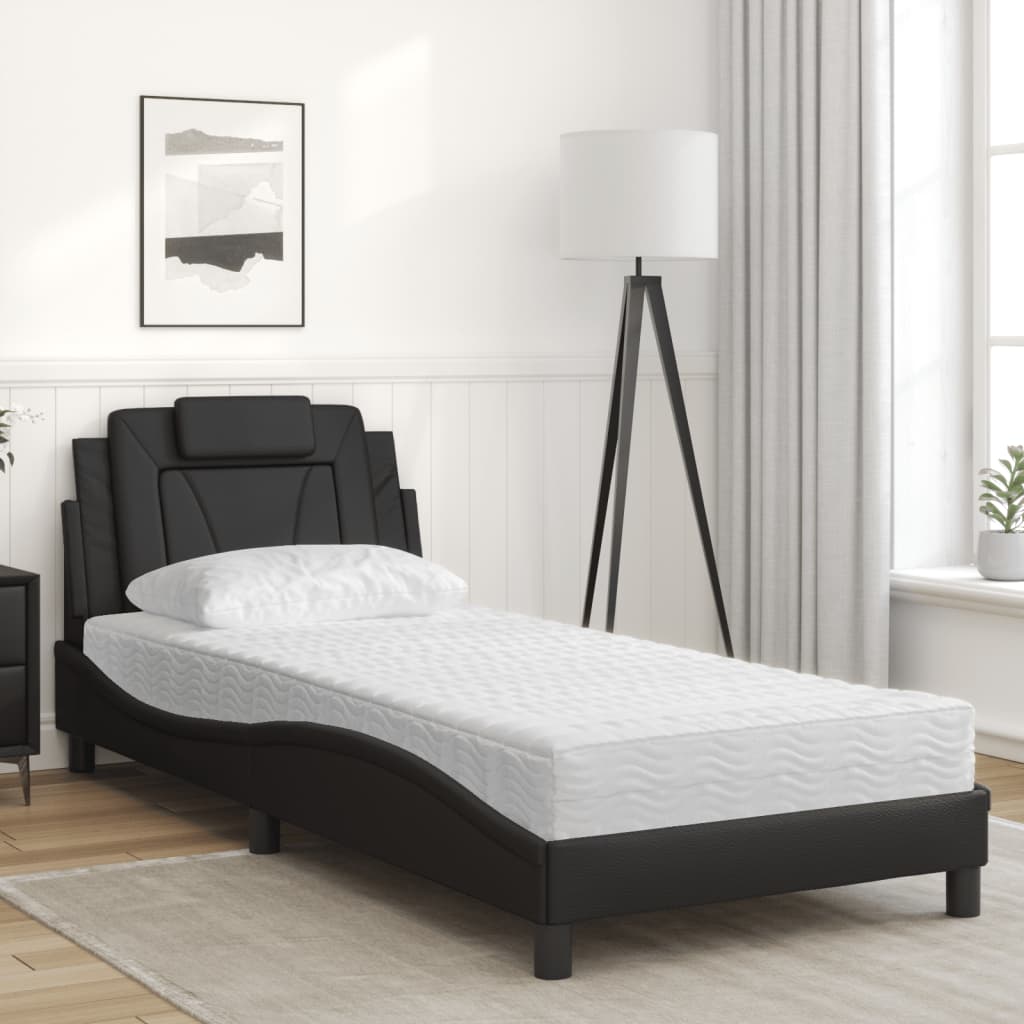Letto Con Materasso Nero 80x200 Cm In Similpelle - Image 3