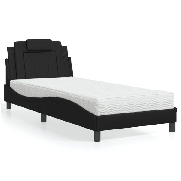 Letto Con Materasso Nero 90x190 Cm In Similpelle