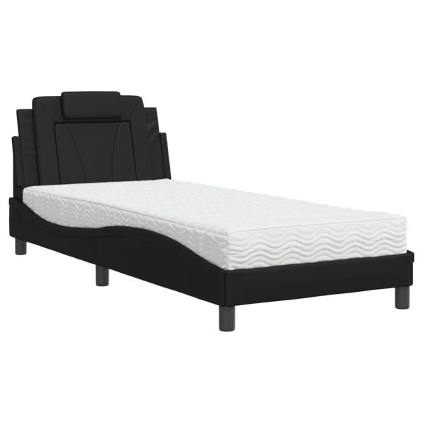 Letto Con Materasso Nero 90x190 Cm In Similpelle - Image 2