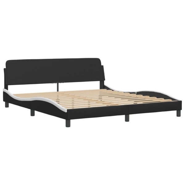 Letto Con Materasso Nero E Bianco 180x200 Cm In Similpelle - Image 4
