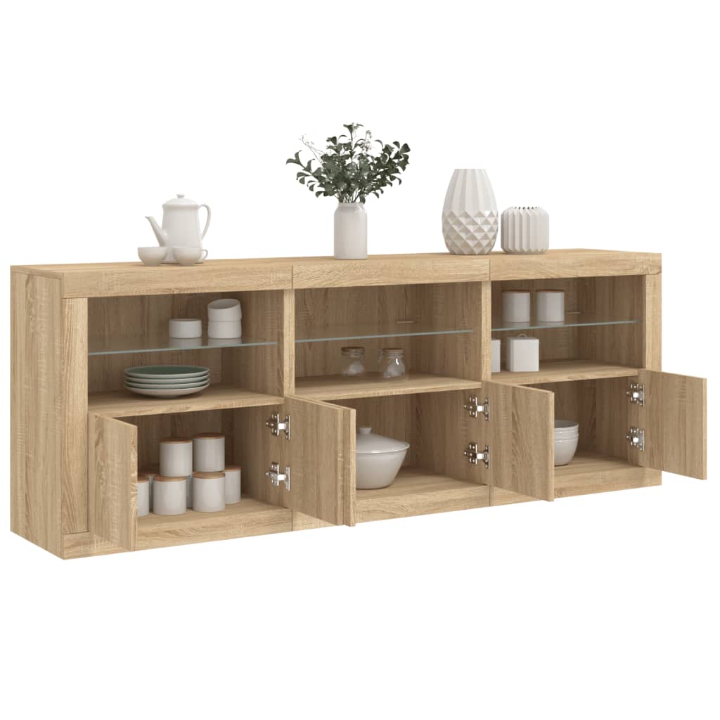 Credenza Con Luci Led Rovere Sonoma 181,5x37x67 cm