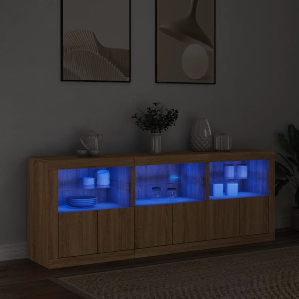 Credenza Con Luci Led Rovere Sonoma 181,5x37x67 cm - Image 3