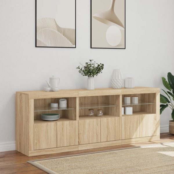 Credenza Con Luci Led Rovere Sonoma 181,5x37x67 cm - Image 4
