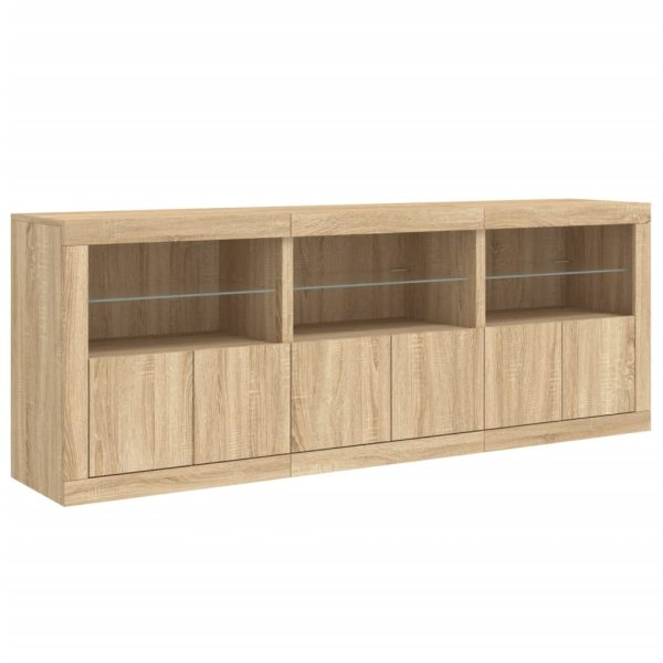 Credenza Con Luci Led Rovere Sonoma 181,5x37x67 cm - Image 5