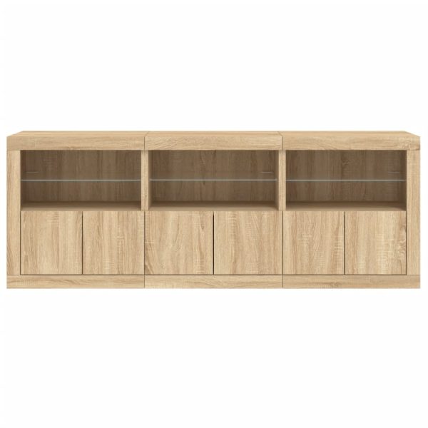 Credenza Con Luci Led Rovere Sonoma 181,5x37x67 cm - Image 6